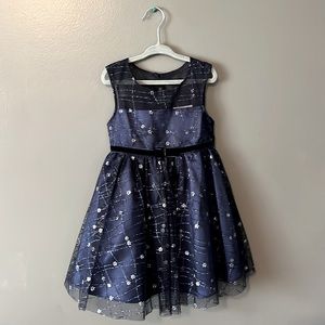 Little girls beautiful dark blue dress with sparkles